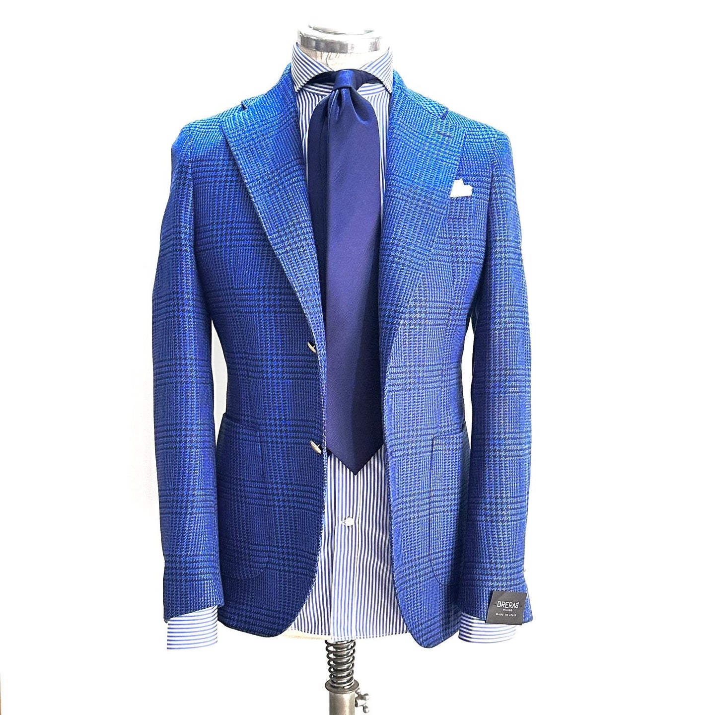Giacca Breras in lana blu Principe di Galles – blazer uomo a due bottoni