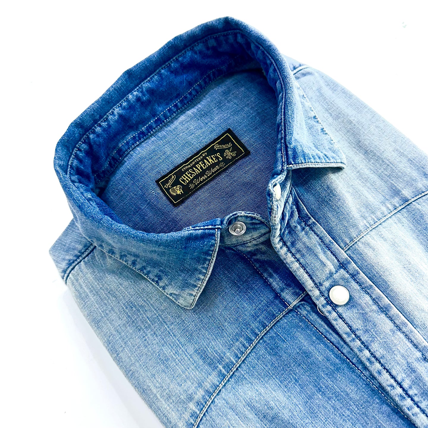 Camicia western Denim  shirt Flagstaff stone Bleach – Collo Italiano | Chesapeakes ( new Collection )
