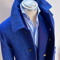 Cappotto sartoriale Manica RAGLAN-BRERAS – Blu Cina-Donegal Twedd