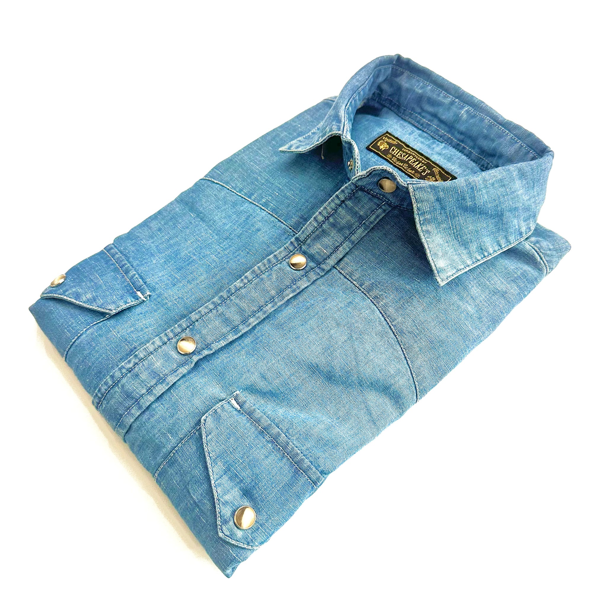 Camicia Uomo Chesapeake’s DENIM   WESTERN Vintage Chambray Colore Bleach Collo italiano