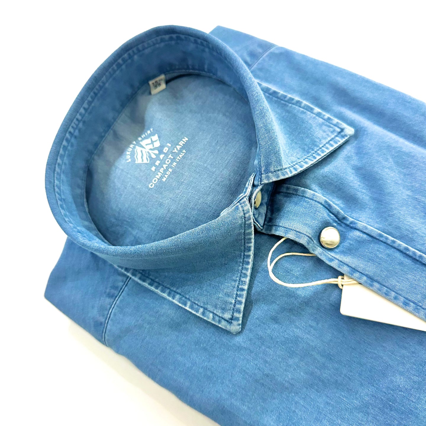 Camicia Denim vintage Uomo FRADI  Chambray  Collo italiano Handmade in Italy 🇮🇹