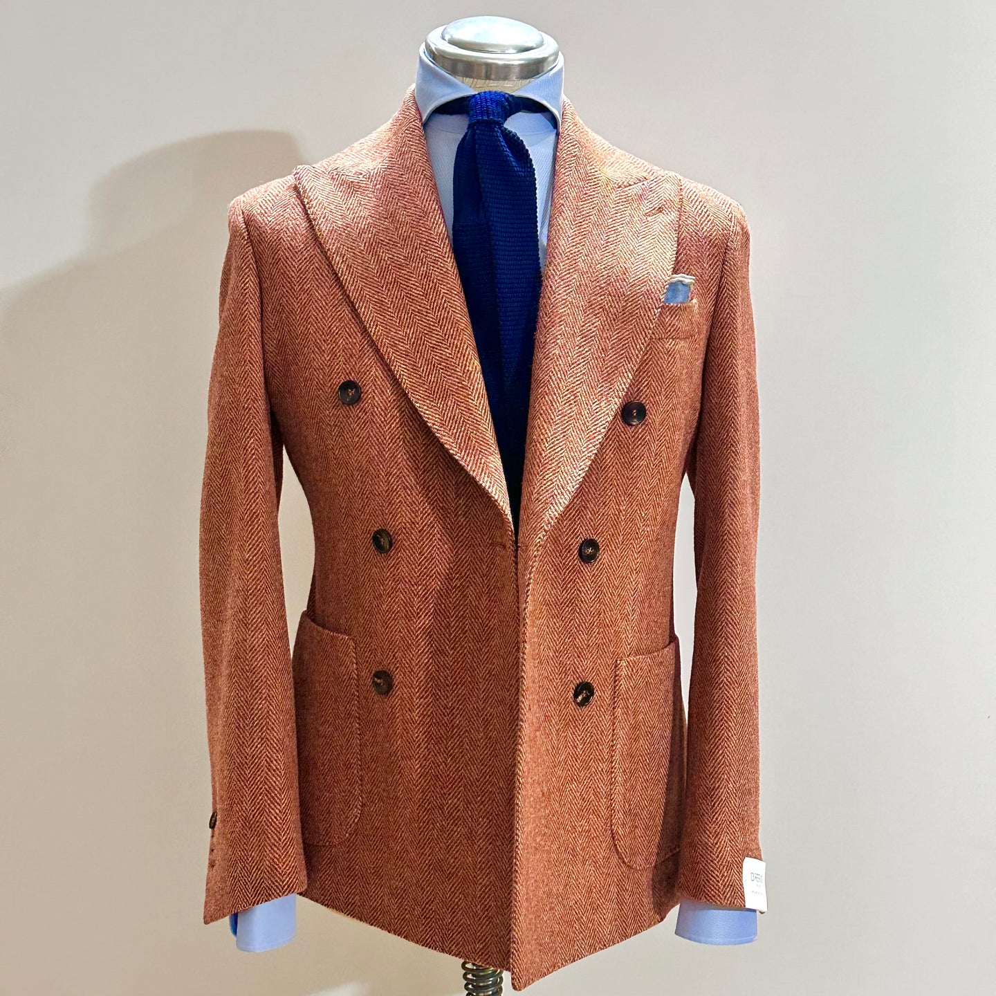 Giacca Doppiopetto Uomo Breras Corallo in lana Spigata – Made in Italy 🇮🇹