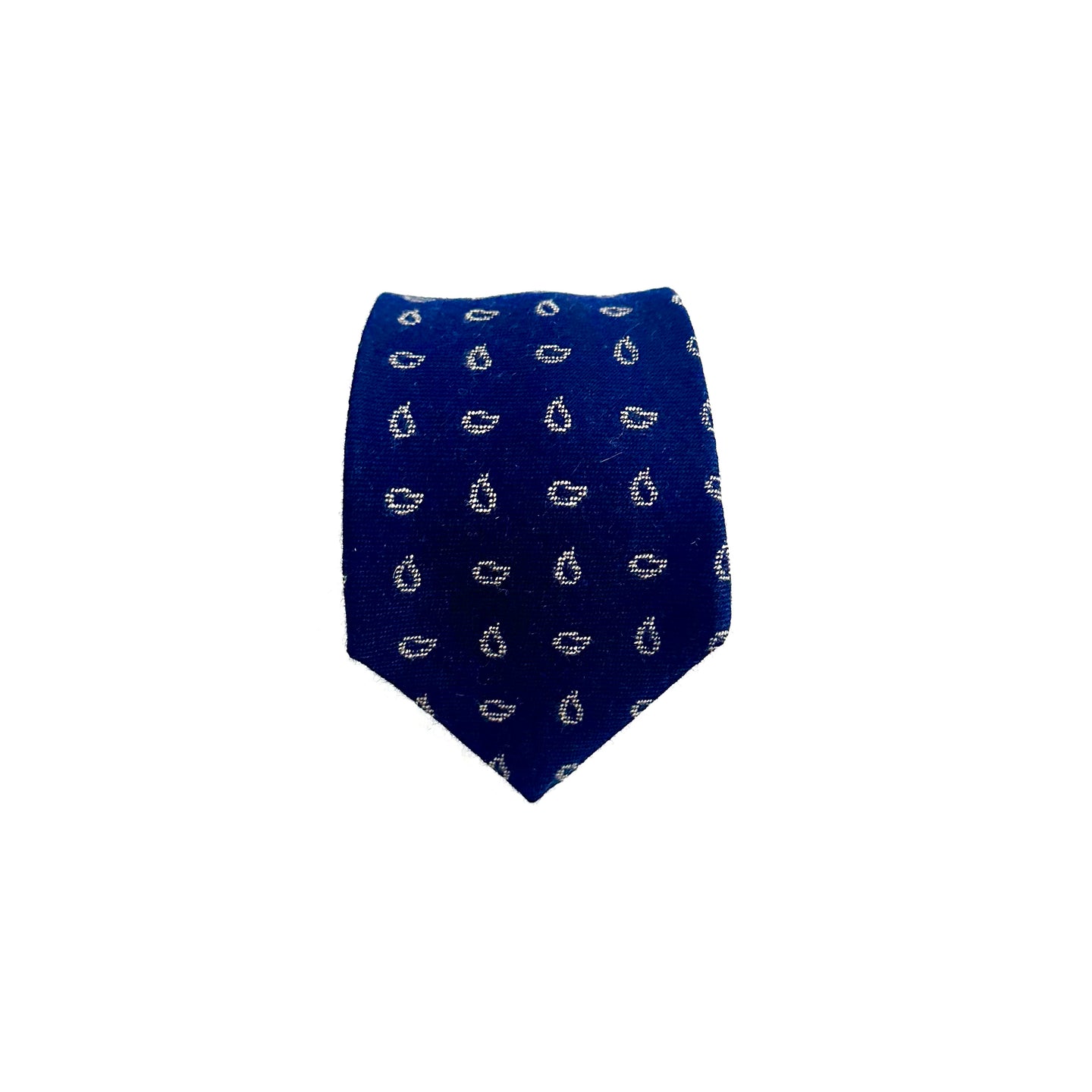 Cravatta Sartoriale in Lana 80% 20% seta – Fantasia  Blu Notte con disegni Geometrici