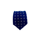 Cravatta Sartoriale in Lana 80% 20% seta – Fantasia  Blu Notte con disegni Geometrici