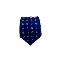 Cravatta Sartoriale in Lana 80% 20% seta – Fantasia  Blu Notte con disegni Geometrici