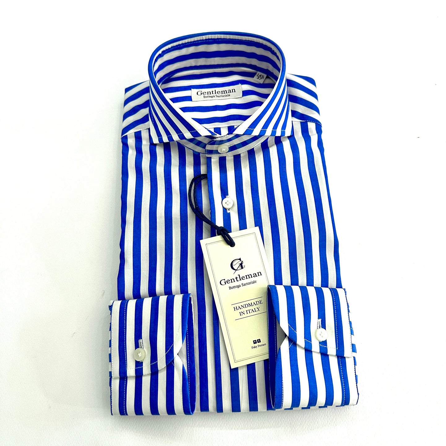 Camicia Uomo Gentleman – Righe Blu Royal Slim Fit – Handmade in Italy 🇮🇹