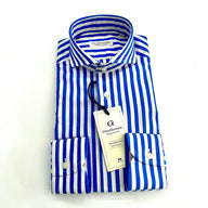 Camicia Uomo Gentleman – Righe Blu Royal Slim Fit – Handmade in Italy 🇮🇹