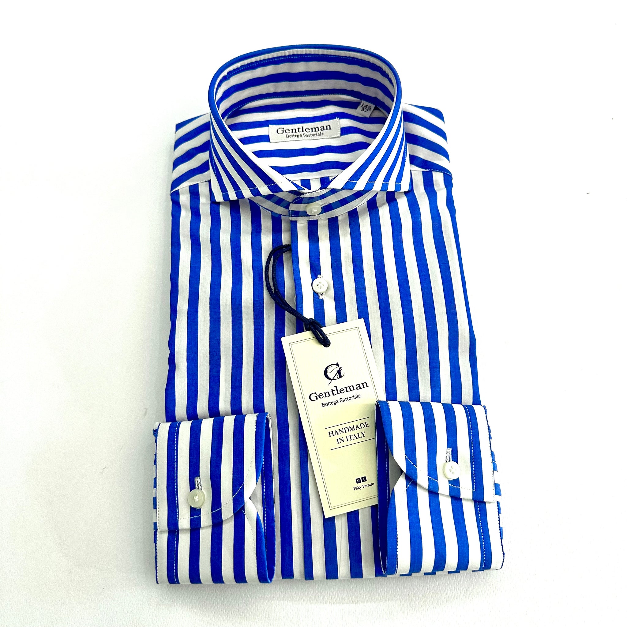 Camicia Uomo Gentleman – Righe Blu Royal Slim Fit – Handmade in Italy 🇮🇹
