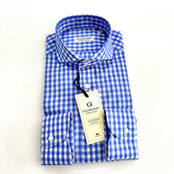 Camicia sartoriale in popeline doppio ritorto – Quadretto Azzurra è Bianca 🇮🇹