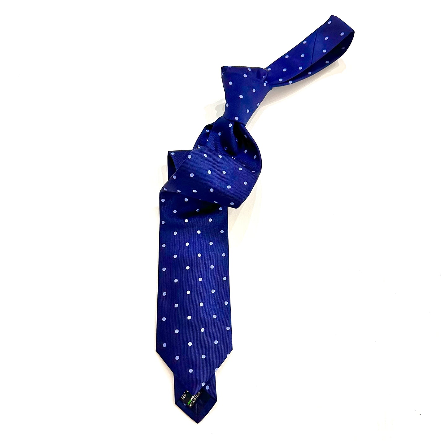 Cravatta in pura seta – Blu con  pois azzurro And Made in Italy 🇮🇹