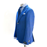Giacca Breras in lana blu Principe di Galles – blazer uomo a due bottoni