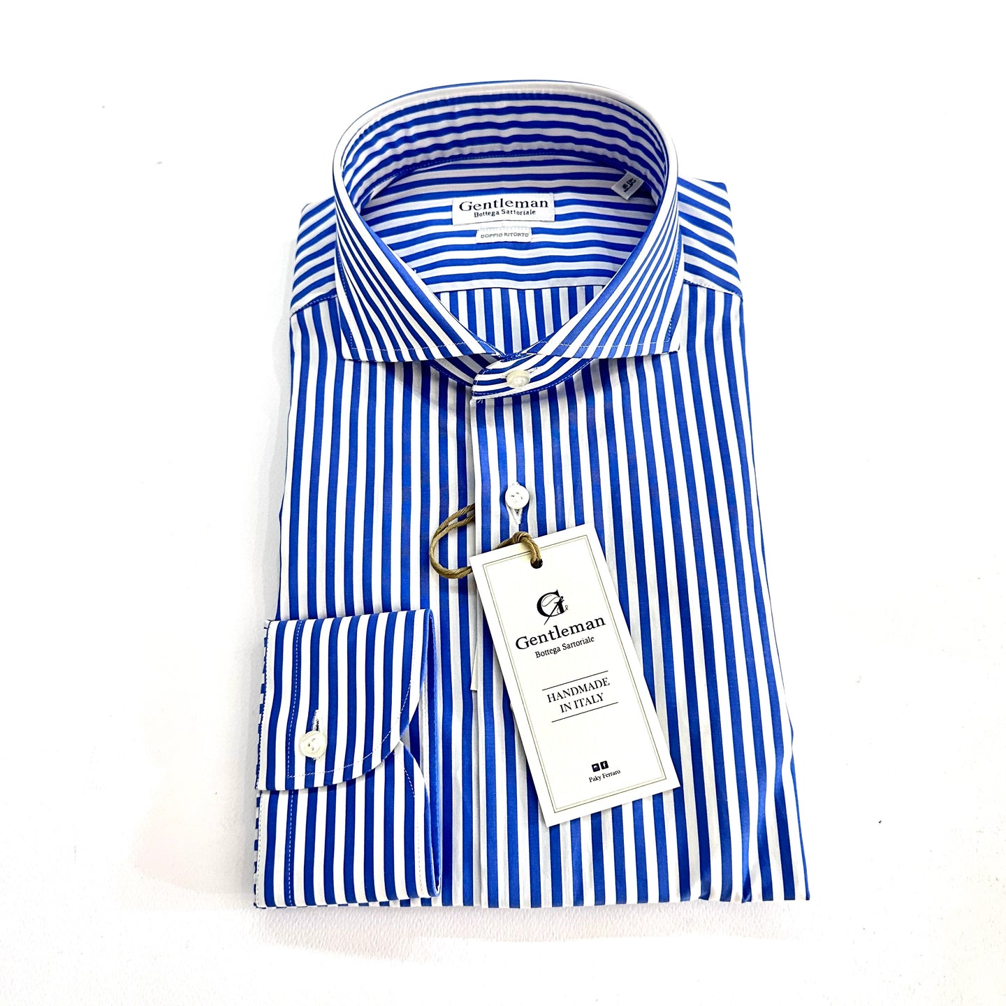 Camicia sartoriale in popeline doppio ritorto – righe blu e bianche