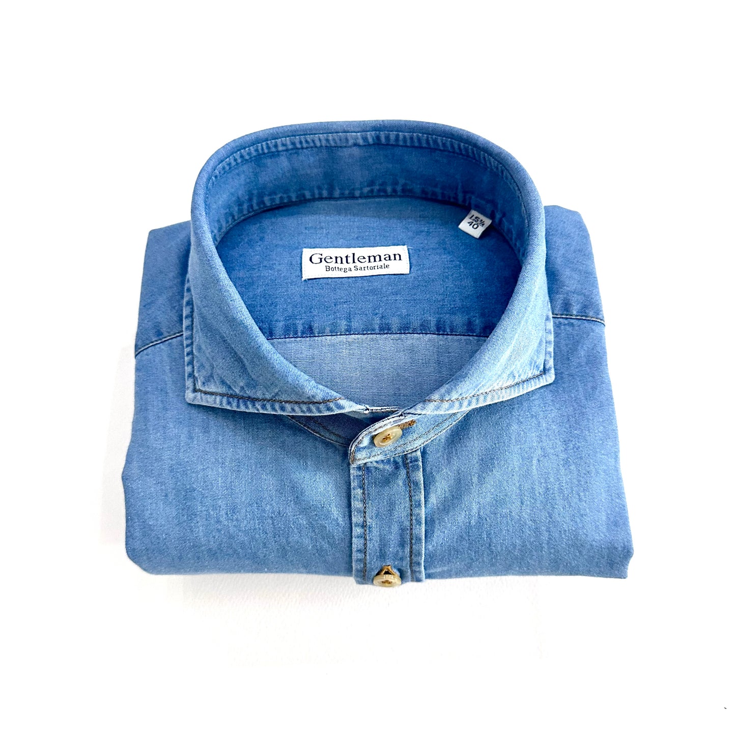 Camicia Uomo in Chambray Denim – Collo Francese | Made in Italy 🇮🇹