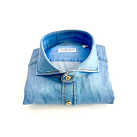 Camicia Uomo in Chambray Denim – Collo Francese | Made in Italy 🇮🇹