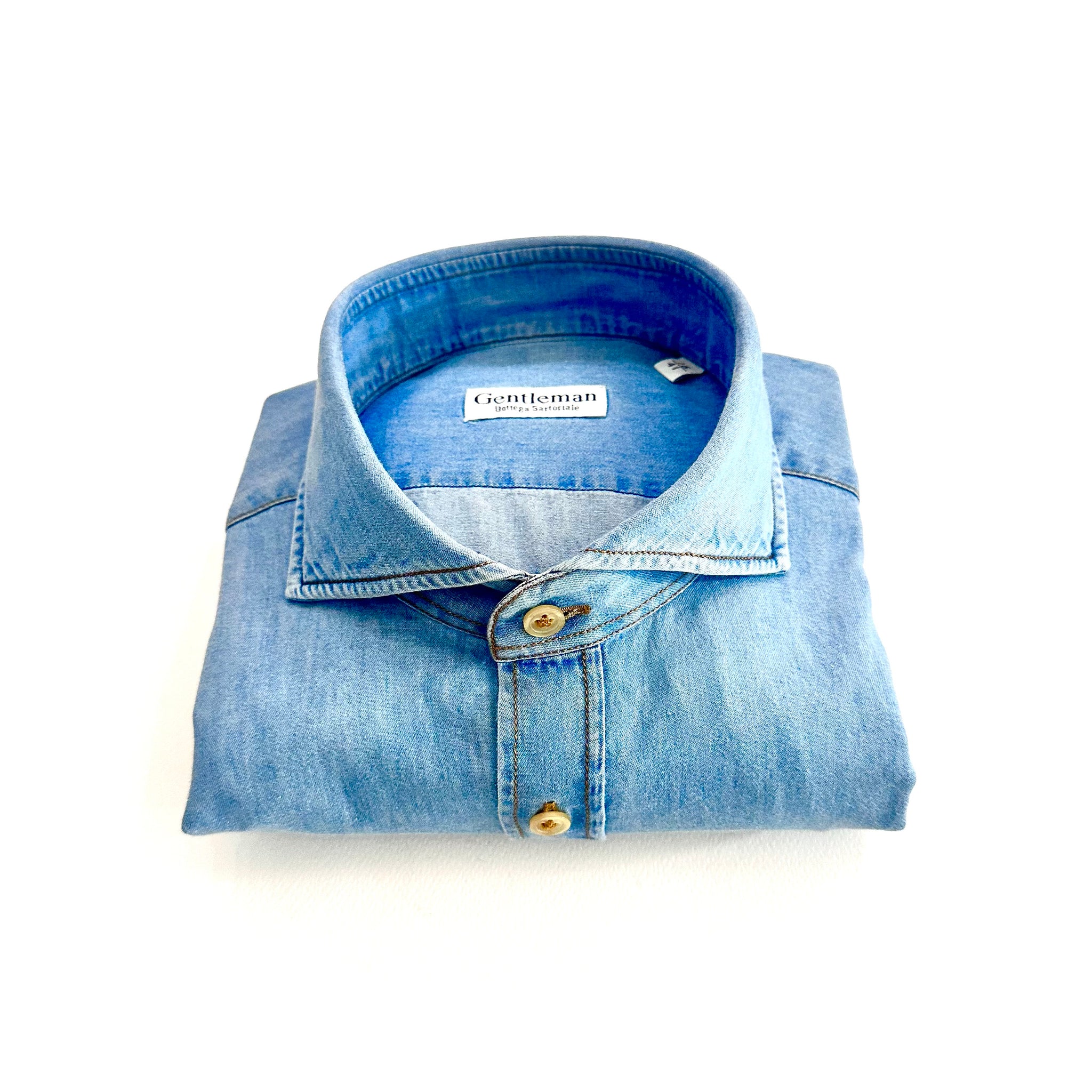 Camicia Uomo in Chambray Denim – Collo Francese | Made in Italy 🇮🇹