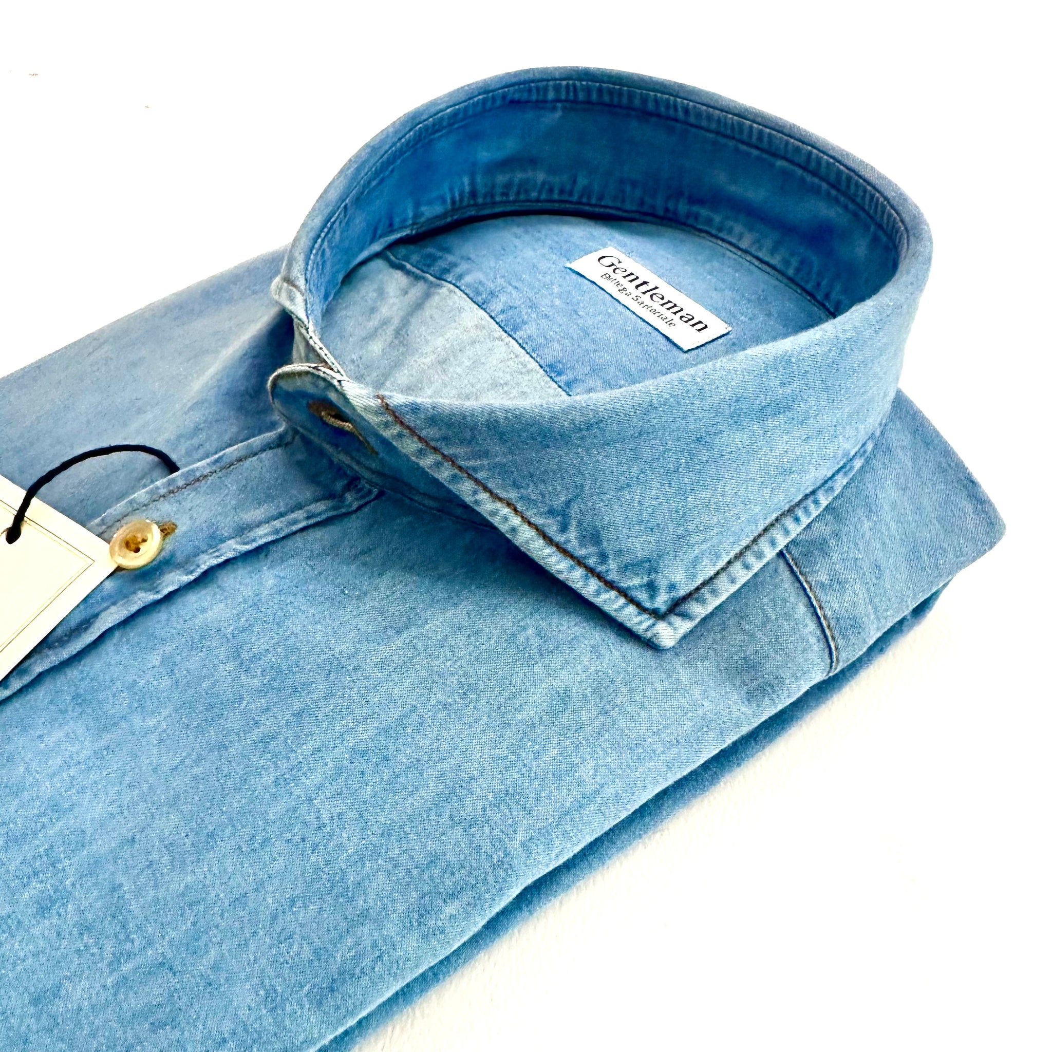 Camicia Uomo in Chambray Denim – Collo Francese | Made in Italy 🇮🇹