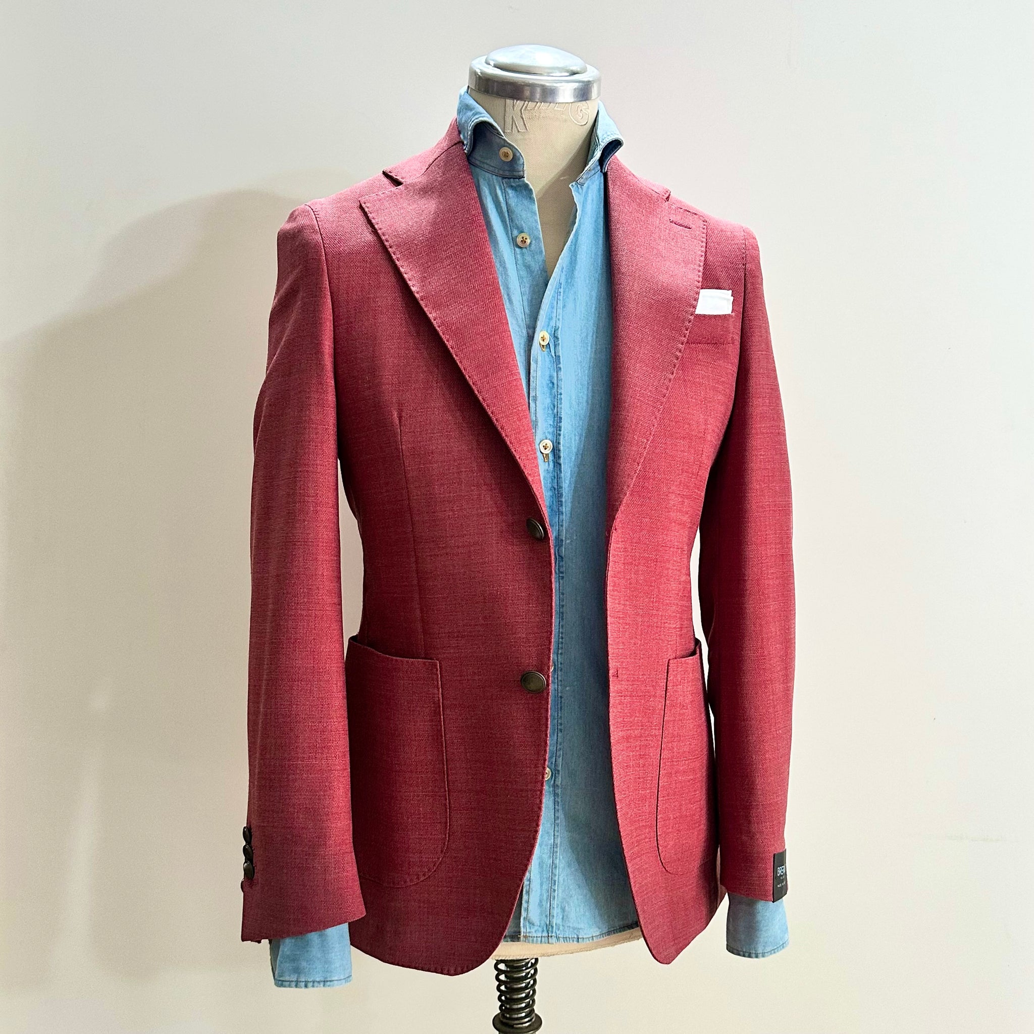 Giacca Monopetto Uomo Breras in Lana Tasmaniana Corallo – Made in Italy