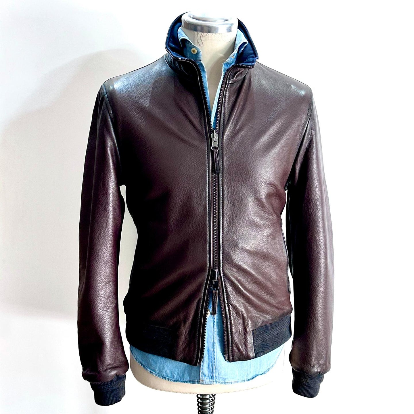 Giubbotto Uomo Double-Face in Pelle Marron Glace ‘– The Jack Leathers