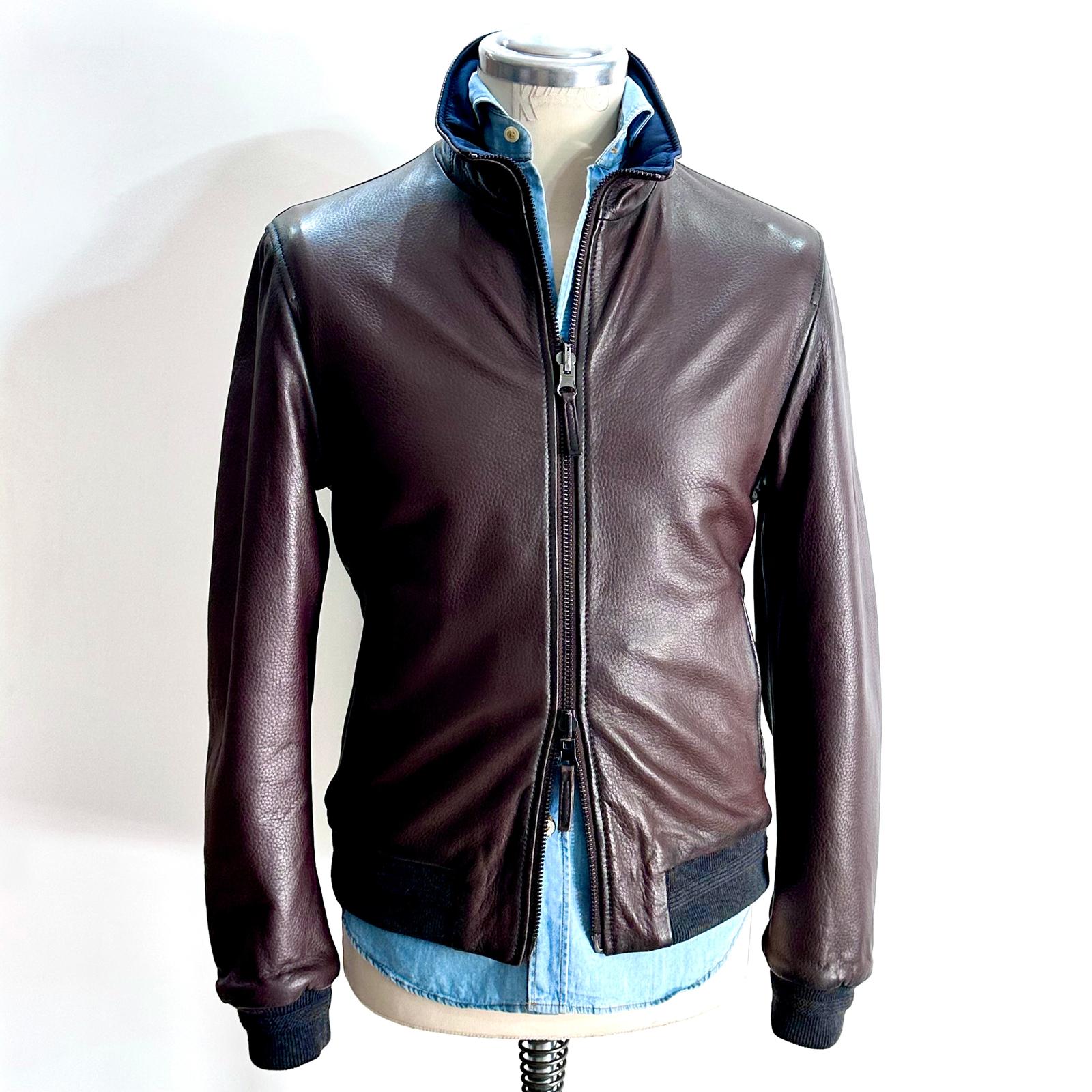 Giubbotto Uomo Double-Face in Pelle Marron Glace ‘– The Jack Leathers