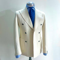 Giacca BRERAS doppiopetto in lana – Colore panna Made in Italy