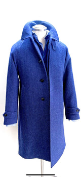 Cappotto sartoriale Manica RAGLAN-BRERAS – Blu Cina-Donegal Twedd