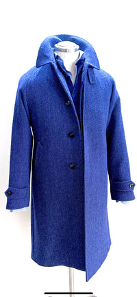 Cappotto sartoriale Manica RAGLAN-BRERAS – Blu Cina-Donegal Twedd