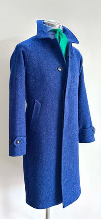 Cappotto sartoriale Manica RAGLAN-BRERAS – Blu Cina-Donegal Twedd