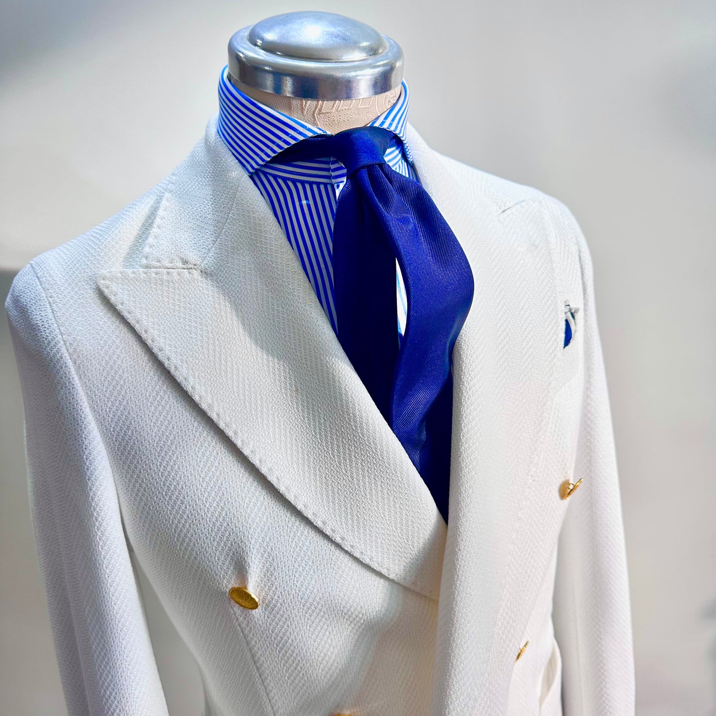 Giacca Doppiopetto Uomo Breras in Cotone Bianco a Trama – Bottoni in Metallo | Made in Italy