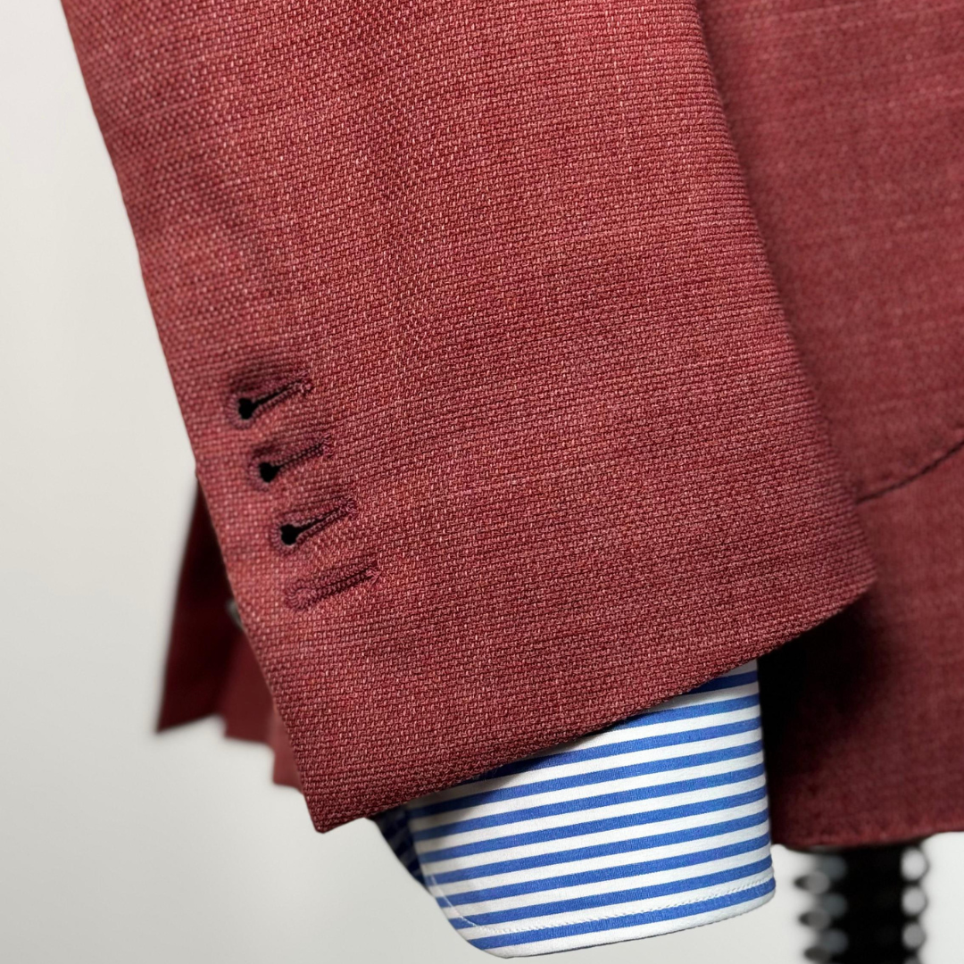 Giacca Monopetto Uomo Breras in Lana Tasmaniana Corallo – Made in Italy