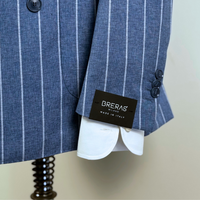 Abito Doppiopetto Gessato Uomo Breras – Colore Cielo, Lana e Seta | Made in Italy