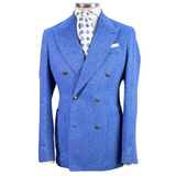Giacca Doppiopetto Uomo Azzurra Raffaele Tagliente Breras – Lino e Cotone 50/50 | Eleganza Estiva Made in Italy