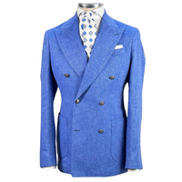 Giacca Doppiopetto Uomo Azzurra Raffaele Tagliente Breras – Lino e Cotone 50/50 | Eleganza Estiva Made in Italy
