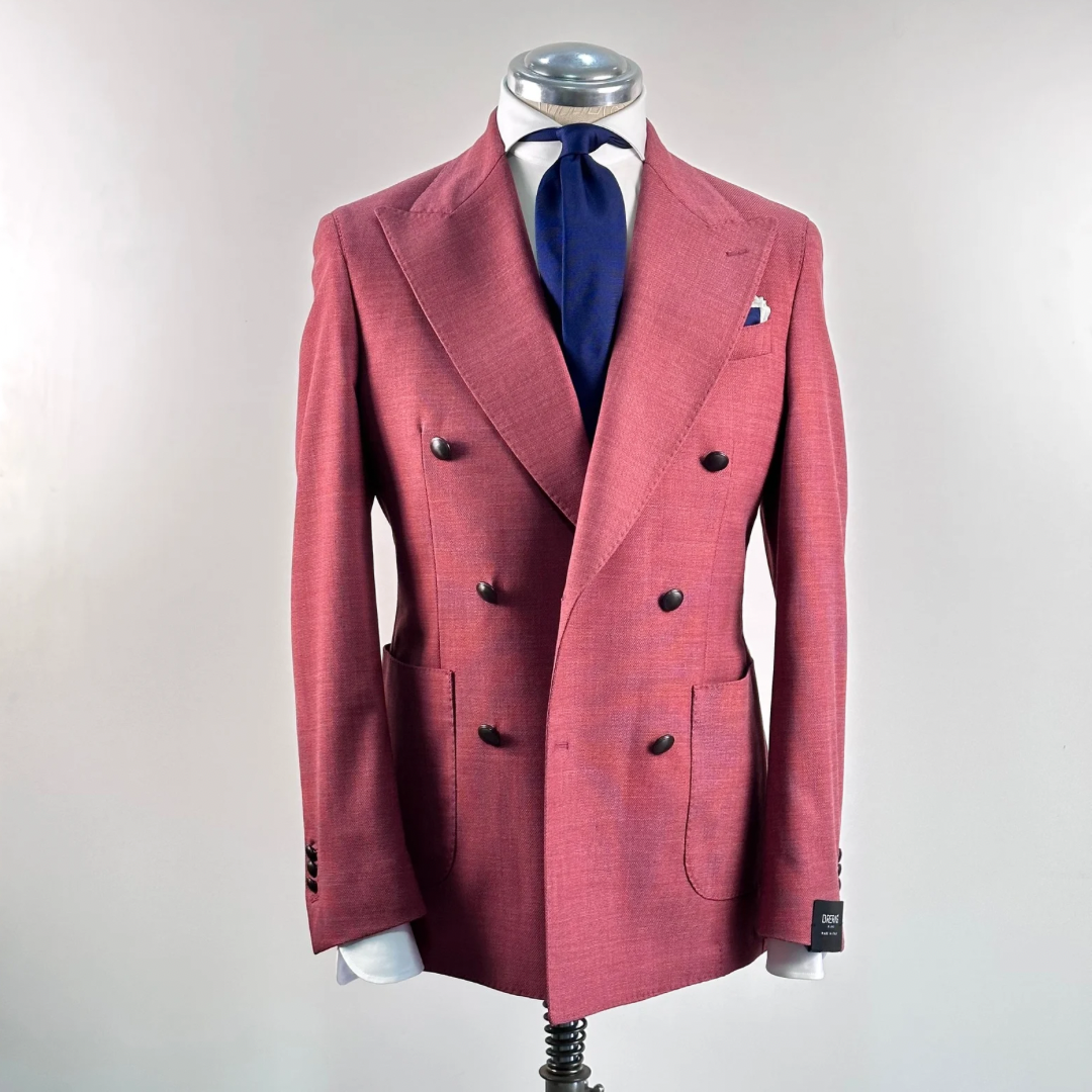 Giacca Doppiopetto Uomo Breras Corallo in Fresco Lana – Made in Italy